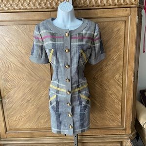 Vintage black herringbone reversible coat Dress